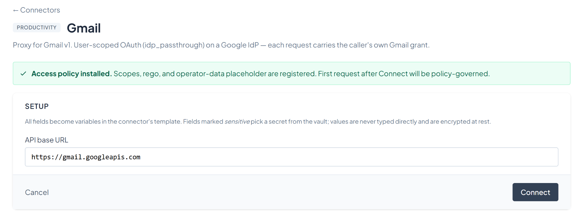 Connector list — Gmail ready