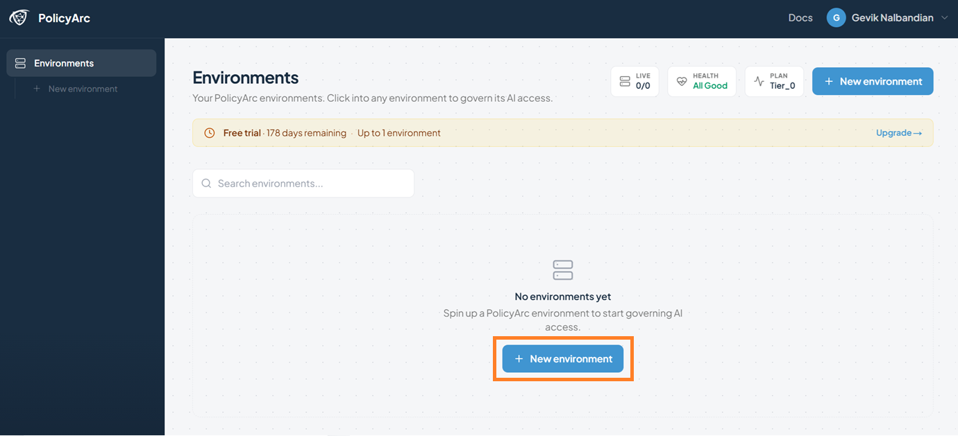 Create environment